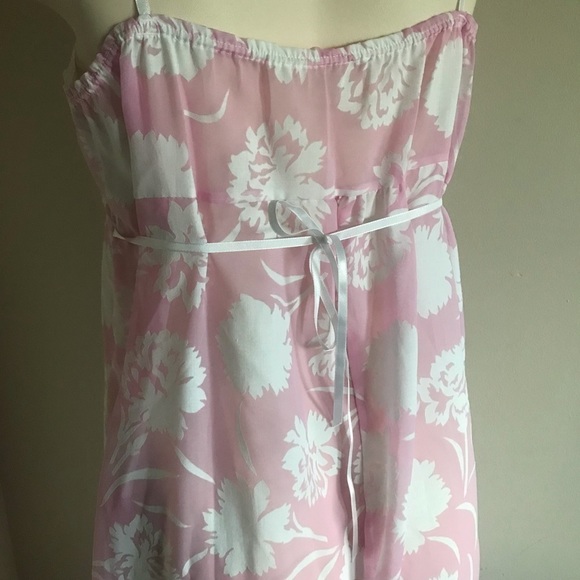 Vintage Pink Floral Night Gown Robe Set Ribbon Lace Lingerie Made in England - Picture 8 of 12